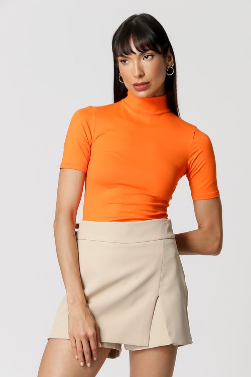 Blusa De Gola Manga Curta - Laranja 3