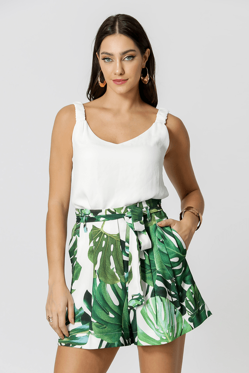 Blusa Alça Franzida - Off White