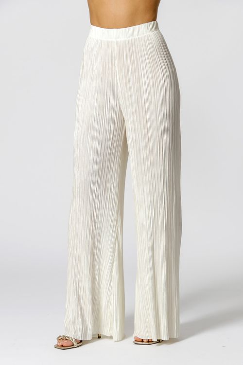 Calça Pantalona Plissada - Off White