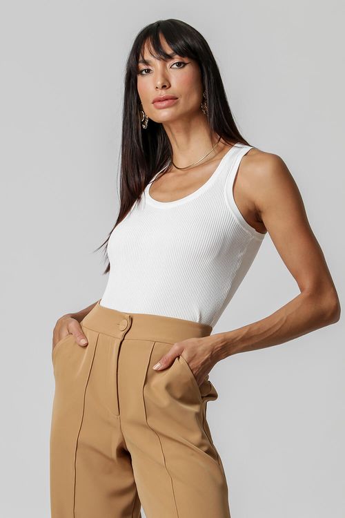 Regata Em Malha Retilínea - Off White