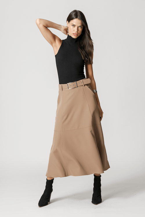 Blusa de Viscose Canelada Gola Alta - Preto