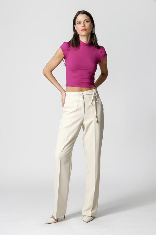 Blusa Cropped Gola Alta - Uva