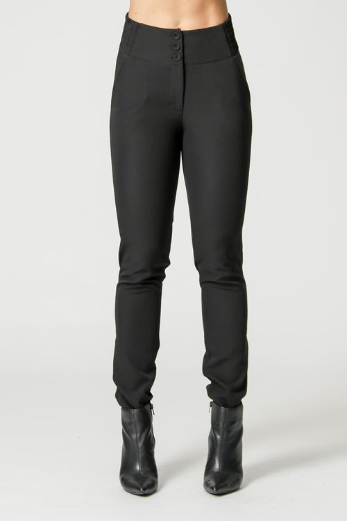 Calça Skinny Com Elástico No Cós - Preto