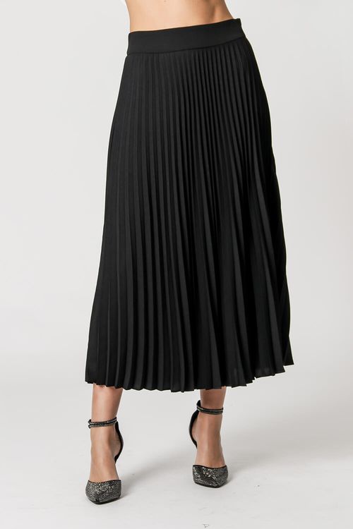 Saia Midi Plissada - Preto