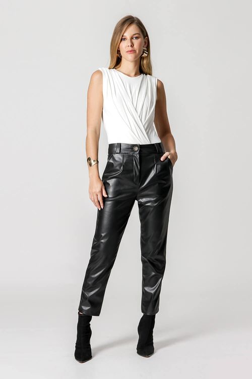 Body Com Pregas e Franzido - Off White