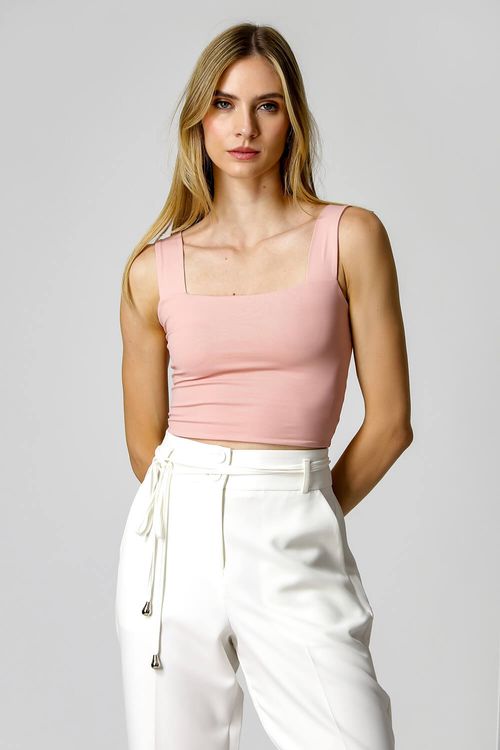 Cropped Malha Modelagem Justa - Nude 3
