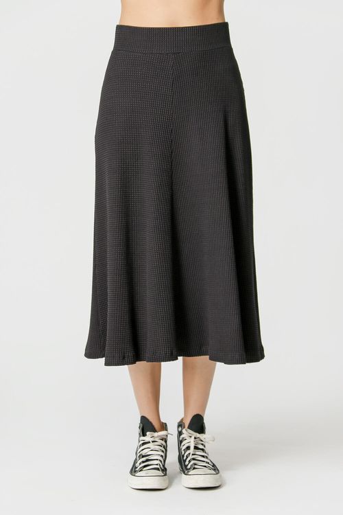 Saia Evase Tricot - Preto