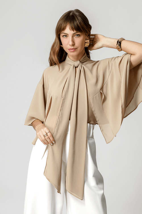 Regata Com Capa Assimétrica - Areia