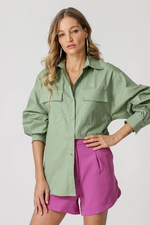 Camisa Ampla Com Bolsos - Garrafa Cl