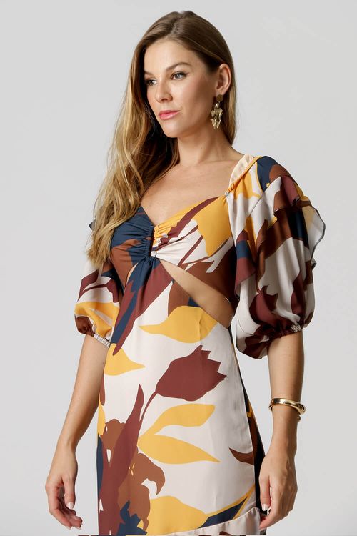 Vestido Midi com Manga Bufante - Marinho 1206