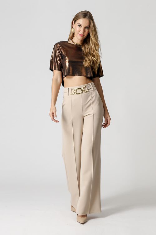T-shirt Cropped Brilho - Cobre