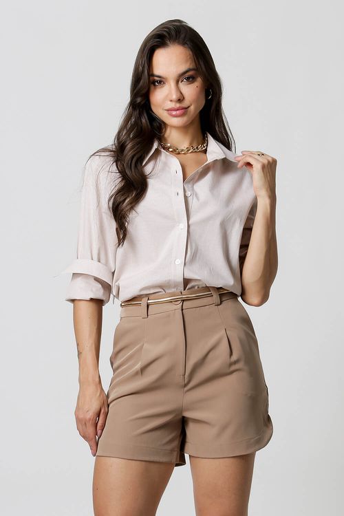 Camisa Ampla Listrada - Bege 90149