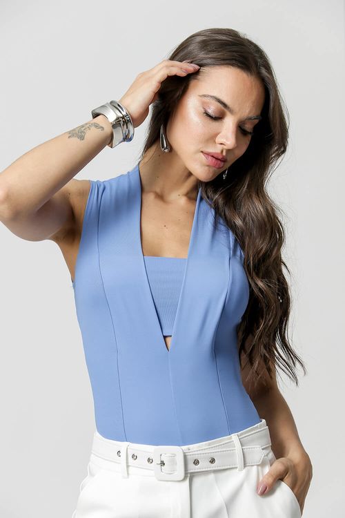 Body Com Decote Profundo - Azul 1