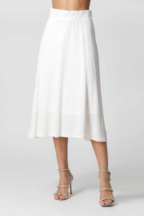Saia Midi Com Elástico No Cós - Off White