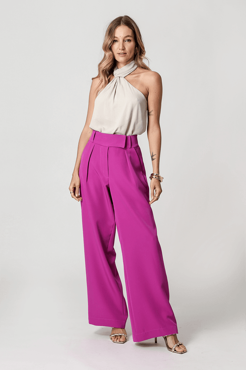 Calça Pantalona Cós Minimalista - Fucsia