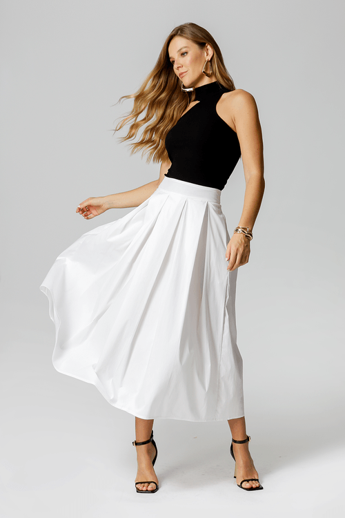 Saia Ampla Com Pregas - Off White