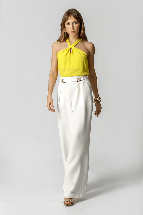 Blusa com Gola Transpassada - Amarelo 3