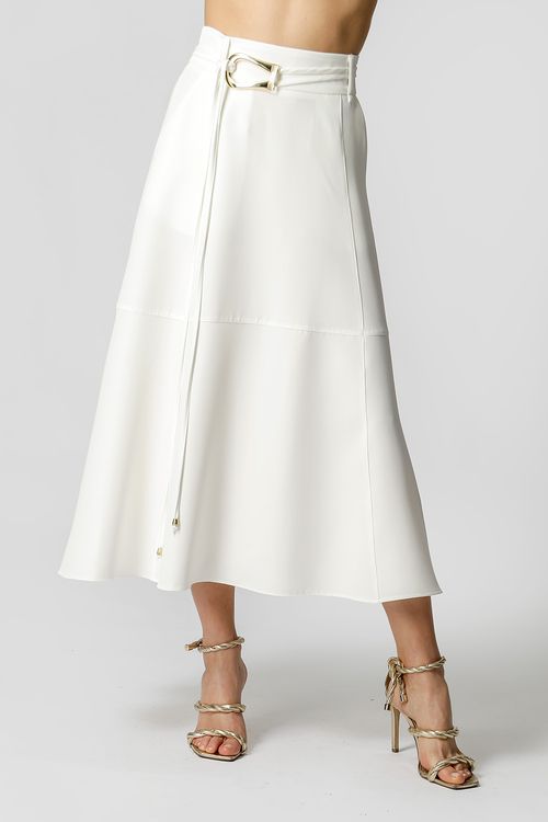 Saia Midi Com Cinto - Off White