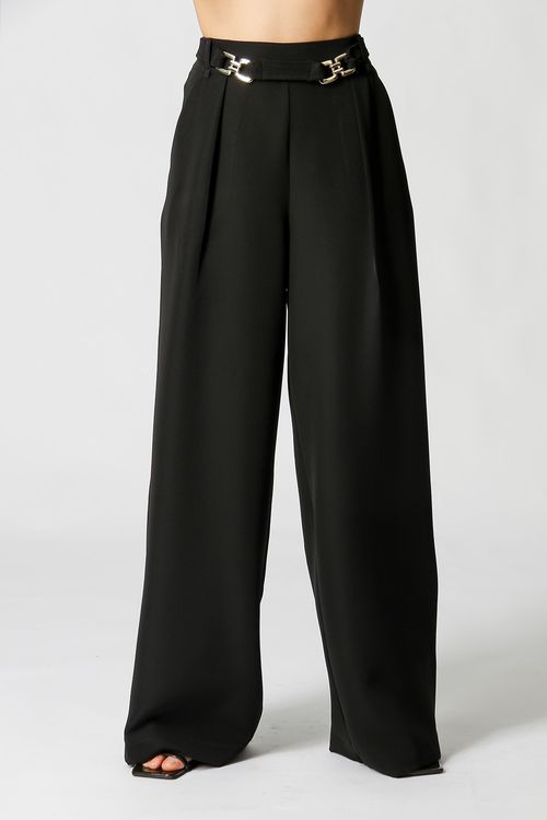 Calça Pantalona Alfaiataria Com Cinto - Preto 2