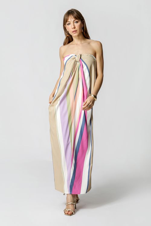 Vestido Tomara Que Caia Com Nó - Kaki 90155