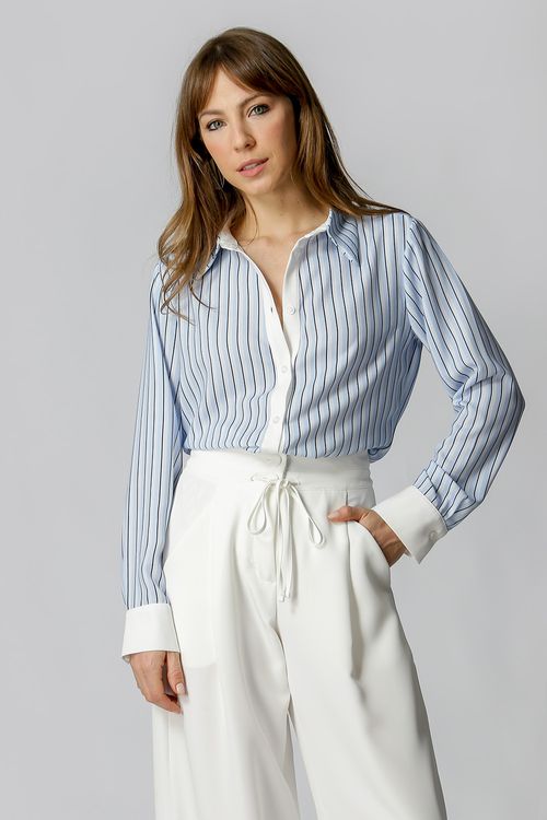 Camisa Clássica Estampada - Azul Claro 7198