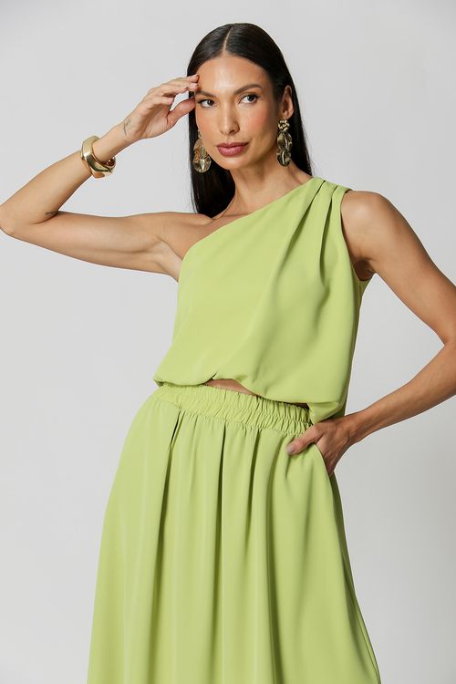 Blusa Balonê Ombro Único - Folha