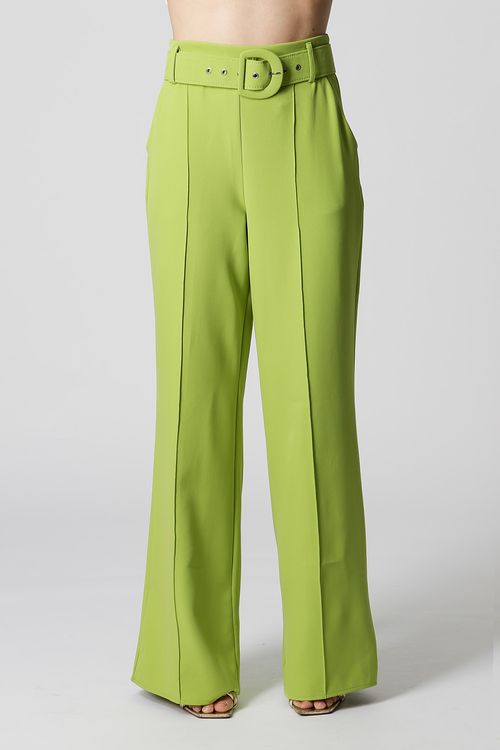 Calça Pantalona Cinto Forrado - Folha