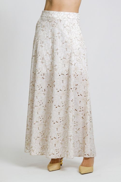 Saia Longa Laise Bordado - Off White 90156