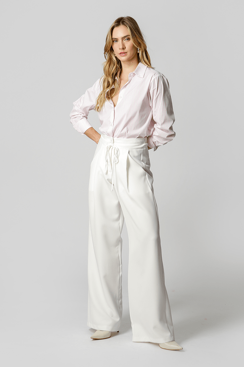 Camisa Despojada Listrada - Off White 90157