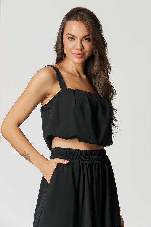 Blusa Balonê Alça Larga - Preto