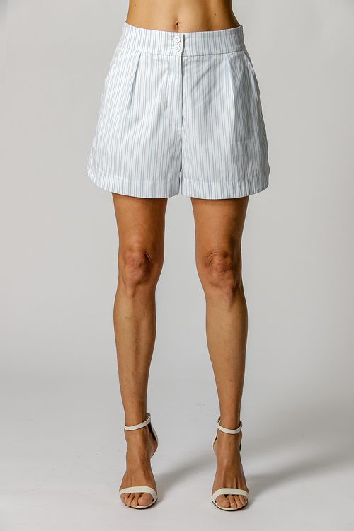 Shorts Com Bolso Faca Listrado - Azul Cl 90157