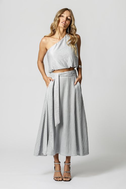 Blusa Ombro Único Balonê - Azul Cl 1