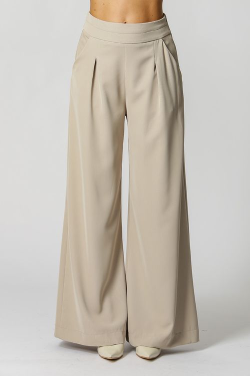 Calça Com Pregas E Detalhe No Cós - Gelo Esc