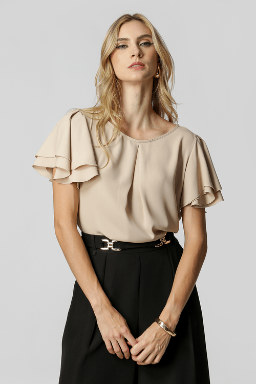 Blusa Manga Dupla - Areia 1