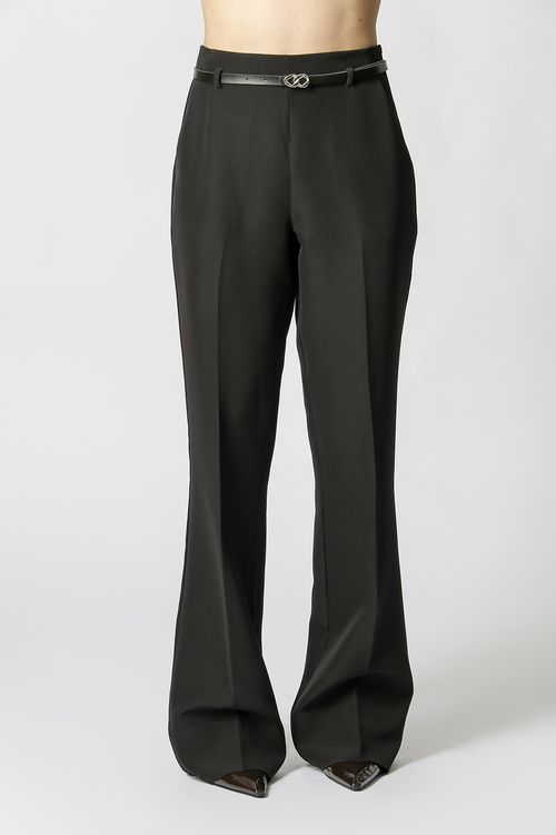 Calça Alfaiataria Reta Com Cinto - Preto