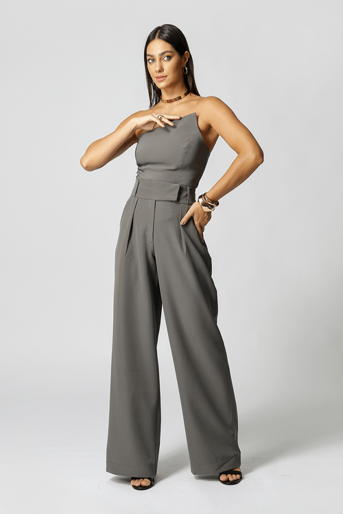 Calça Pantalona Cós Minimalista - Chumbo