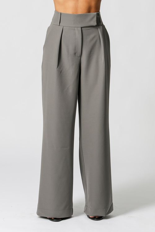 Calça Pantalona Cós Minimalista - Chumbo