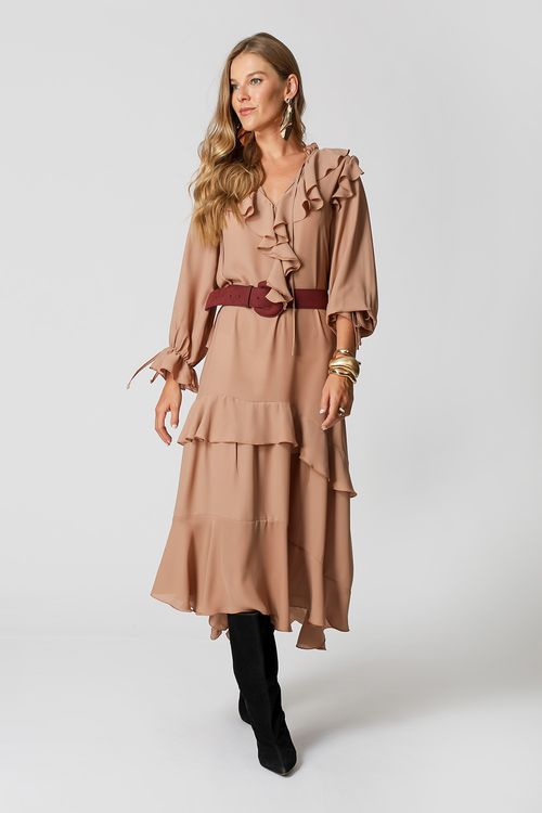 Vestido Com Babados - Castor