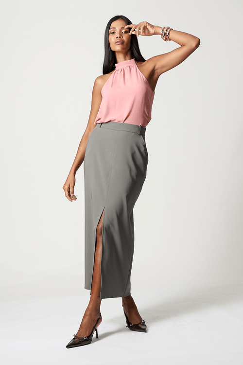 Blusa Com Gola E Leve Franzido - Rose Esc