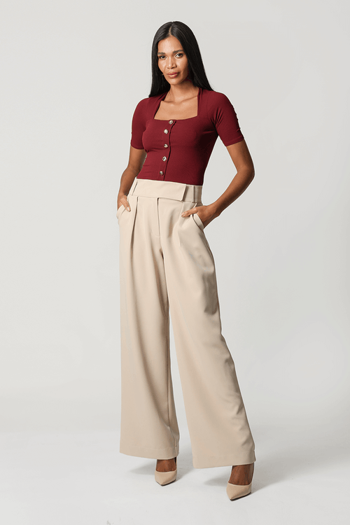 Blusa Com Abotoamento Frontal - Vinho Esc