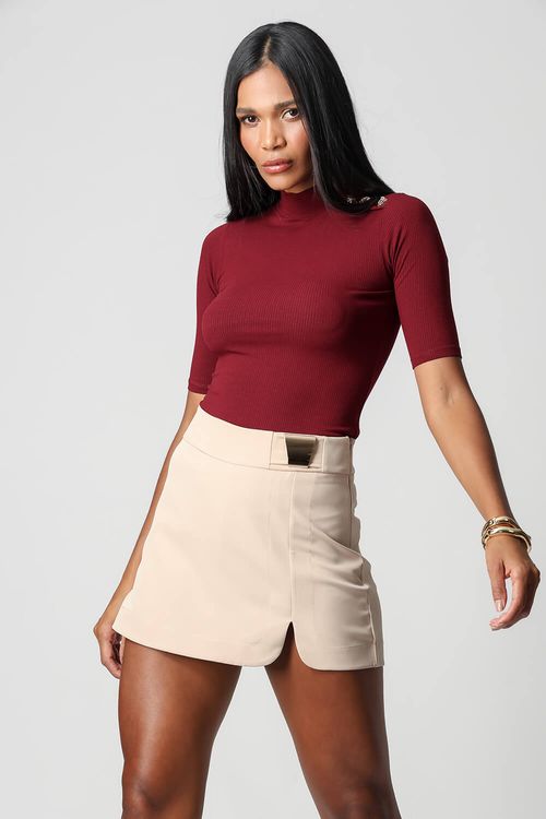 Blusa Com Botões Dourados - Vinho Esc