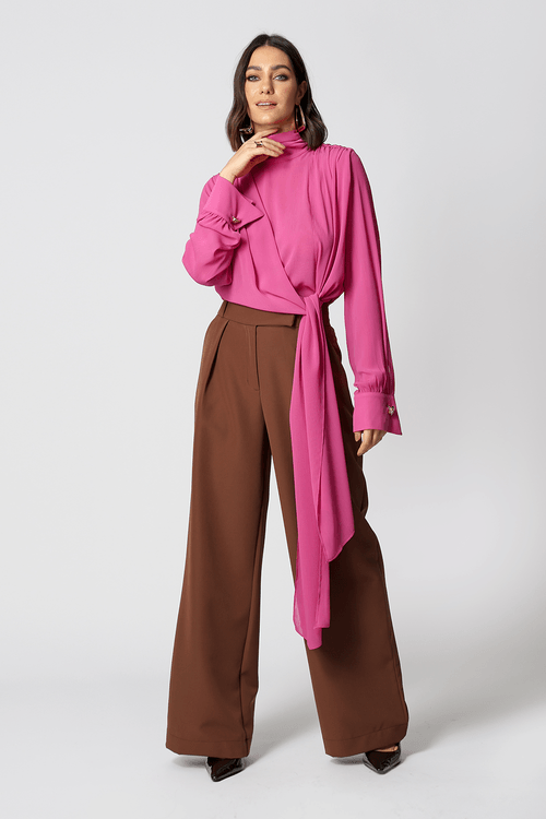 Blusa Com Echarpe - Pink