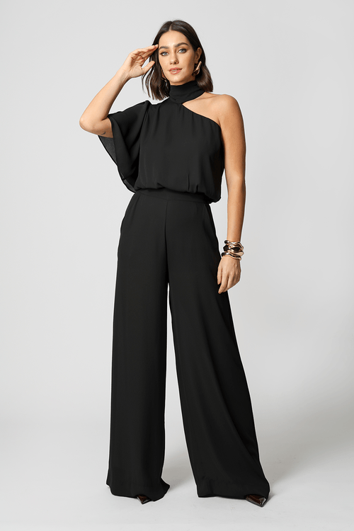 Calça Pantalona Com Bolso Faca - Preto
