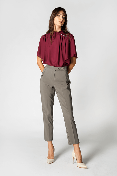 Blusa Com Detalhes De Botões - Vinho Esc 1