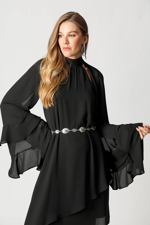 Vestido Camadas Assimétricas - Preto